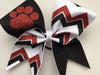 Kailani Cheer Bow in Red, White and Black Glitter with a Mascot