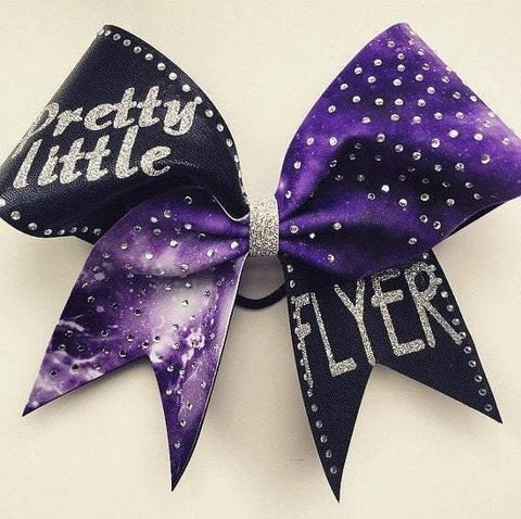 Pretty Little Flyer Purple Galaxy Glitter and Rhinestones Cheer Bow