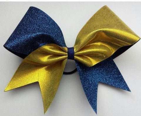 Navy Blue and Gold Cheer Bow
