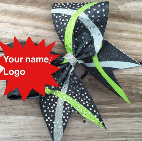 Layla Cheer Bow. Choose 3 colors. Your Name or Logo, Made with Glitter Cheer Bow