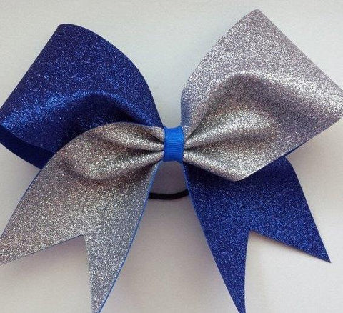 Adel Cheer Bow in Royal Blue and Silver Glitter 