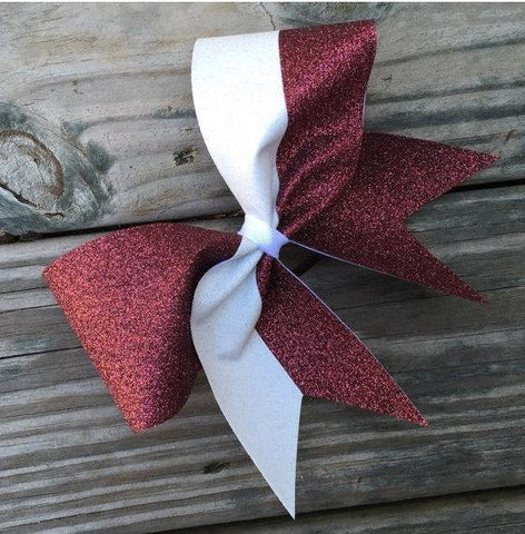 Caden Glitter Bow in Maroon and White