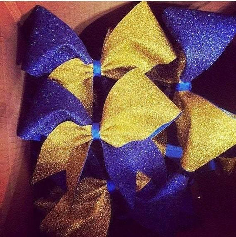 Adel Cheer Bow in Royal Blue and Gold Glitter 