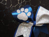 Blue and Silver Cheer Bow with Glitter Paw