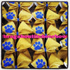 Adelina Gold Glitter Cheer Bow with Royal Blue Paw 