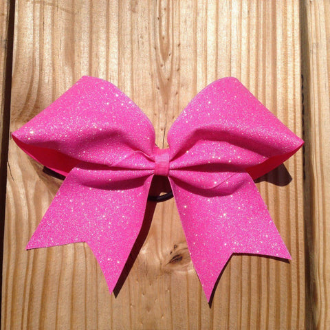 Adel Cheer Bow in Holo Pink Glitter