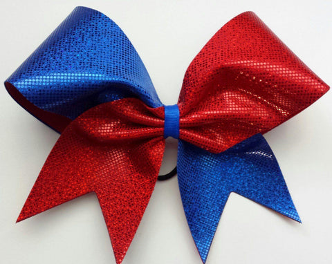 Red and Blue Shattered Glass Cheer Bow