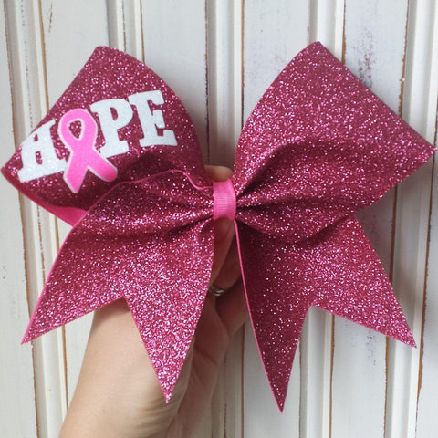 Hope Breast Cancer Awareness Glitter Bow