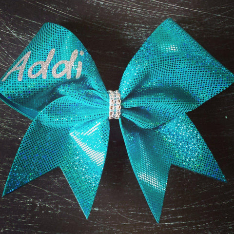 Customize Teal Holographic Cheer Bow