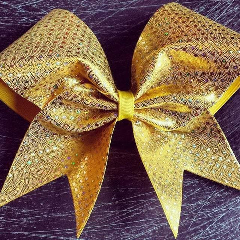 Gold Holographic Dots Cheer Bow