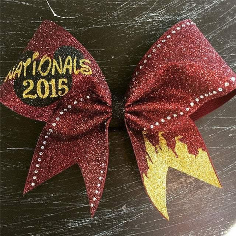 Maroon and Gold Glitter with Rhinestones Bow