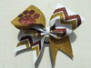 Kailani Cheer Bow in Red, White and Black Glitter with a Mascot