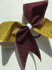 Heather Glitter Cheer Bow in Maroon and Gold Glitter with Rhinestones
