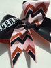 Kailani Cheer Bow in Black, Orange and White with a Team Name