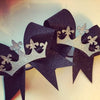 Adora Black Glitter Cheer Bow with Silver Glitter Crown and Rhinestones