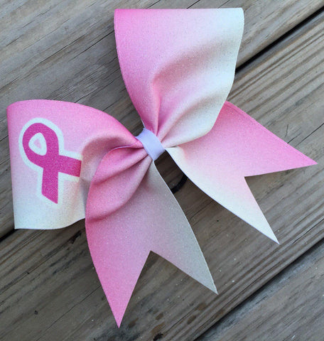 Pink Ombre Glitter Breast Cancer Awareness Bow